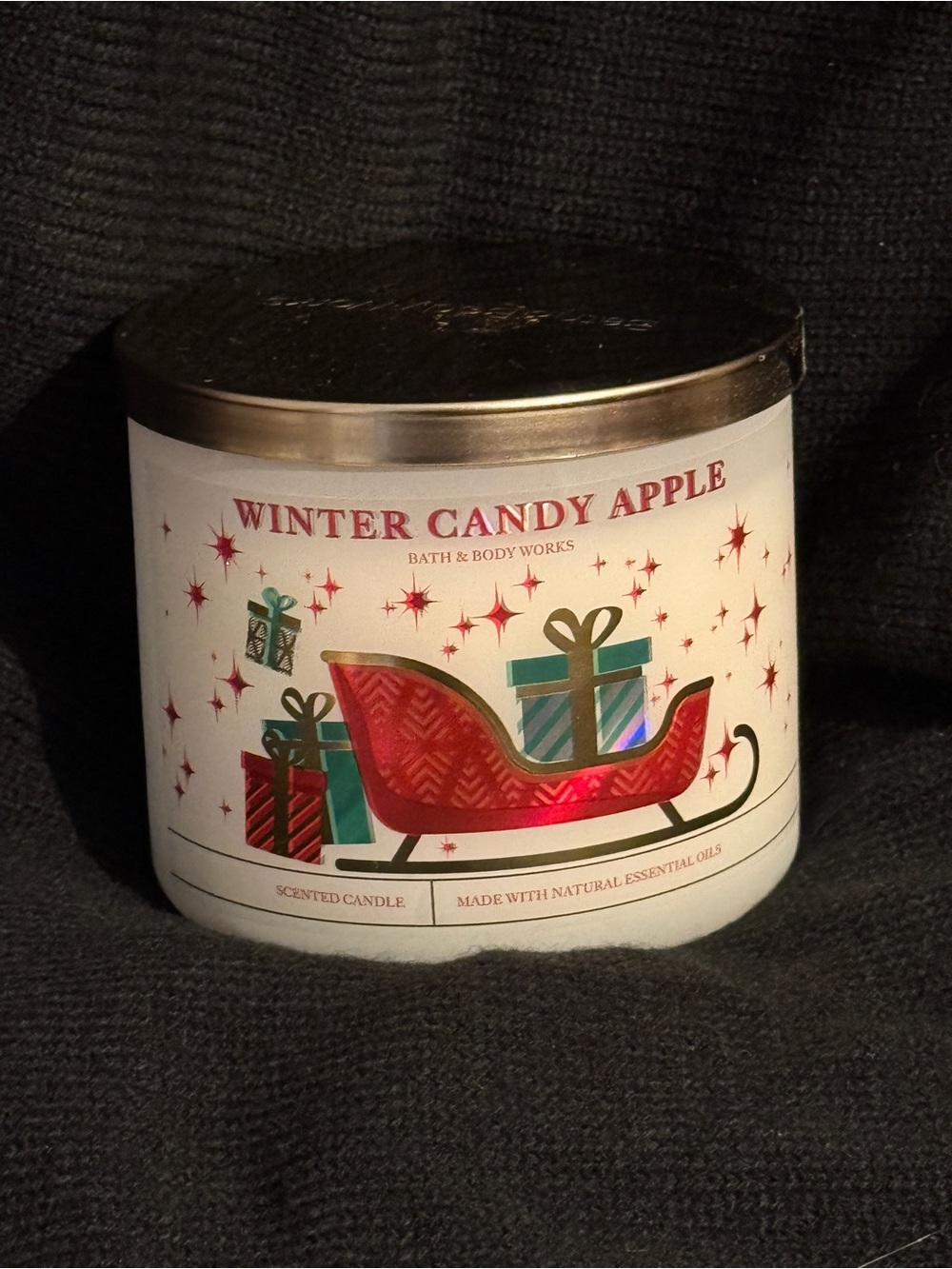 Bath & Body Works Winter Candy Apple Candle - Red, Green, Gold